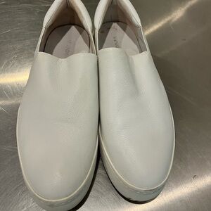 Vince leather platform white slip on sneakers